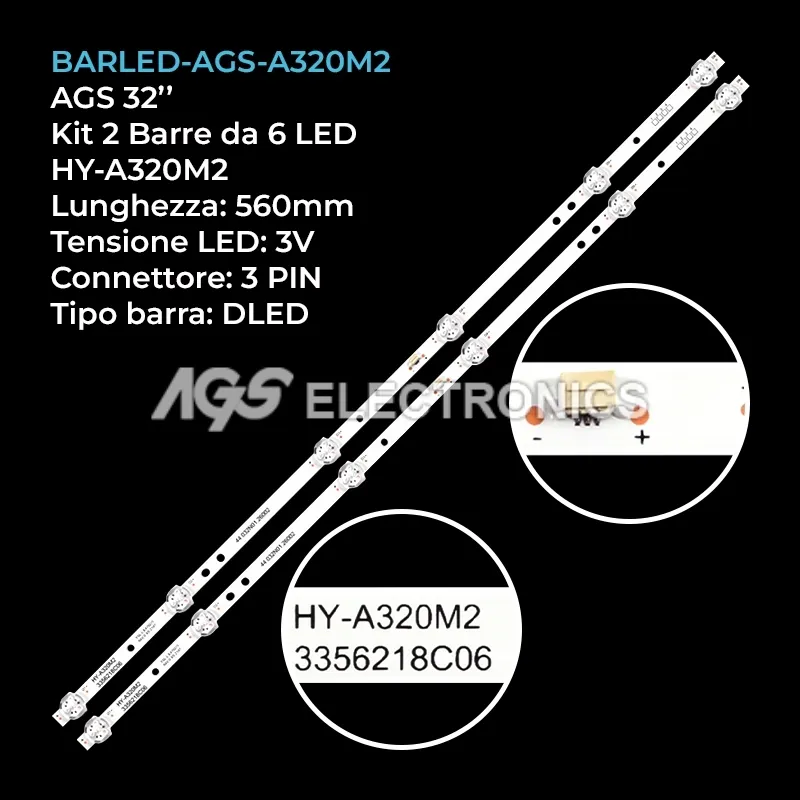 kit 2 barre LED retroilluminazione per Nordmende 32 pollici modello ND32S3700TSMART