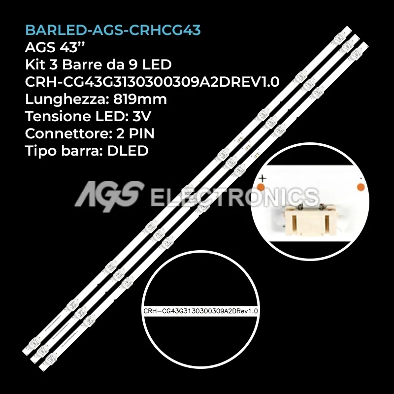 kit 3 barre LED retroilluminazione per Indurama 43 pollici modello 43TISG3AUHD1