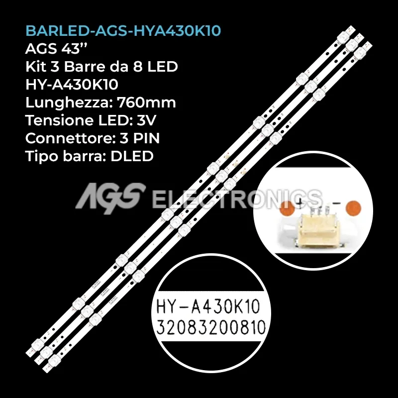 kit 3 barre LED retroilluminazione per Xiaxin 43 pollici modello GF43W