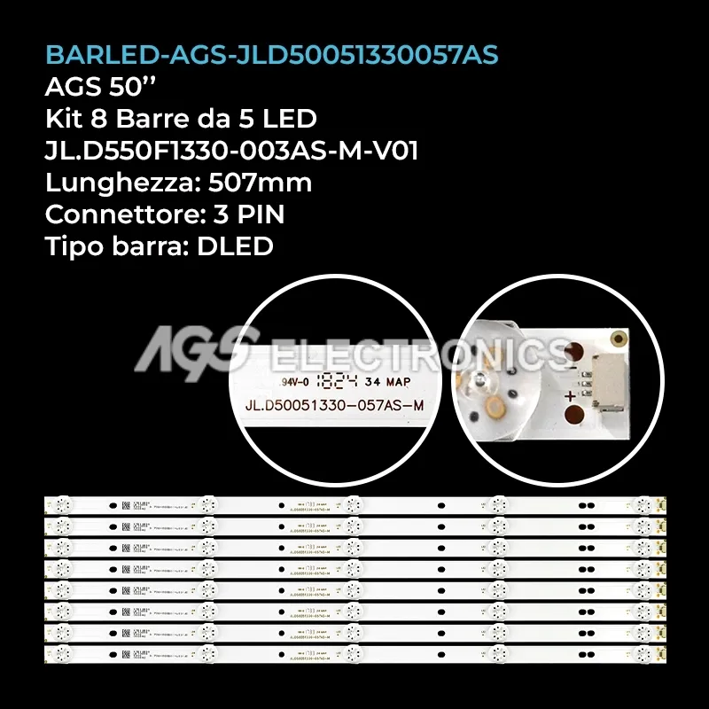 kit 8 barre LED retroilluminazione per TD-System 50 pollici modello LEDL9B5V3W4