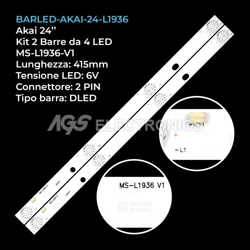 kit 2 barre LED retroilluminazione per Akai 24 pollici modello UA24DF2110T2