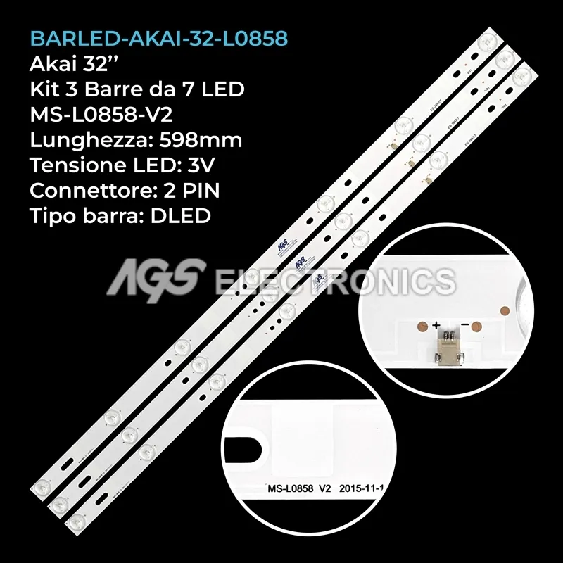 kit 3 barre LED retroilluminazione per Nodis 32 pollici modello ND32D11TS