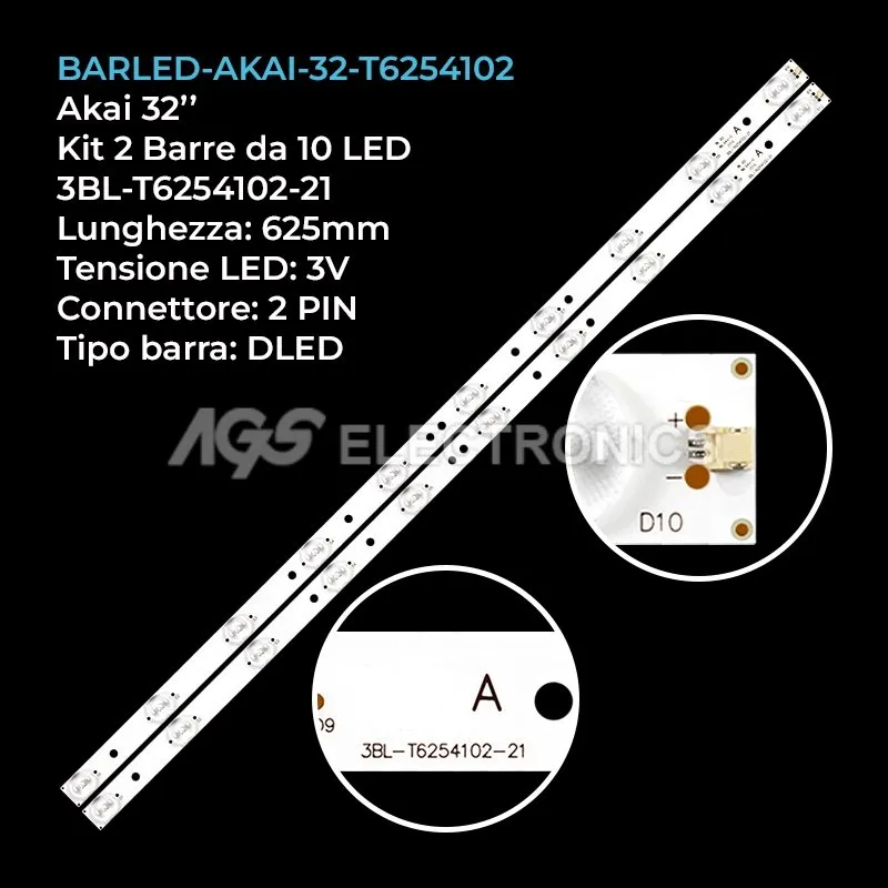 kit 2 barre LED retroilluminazione per Sanyo 32 pollici modello 32ES18HM