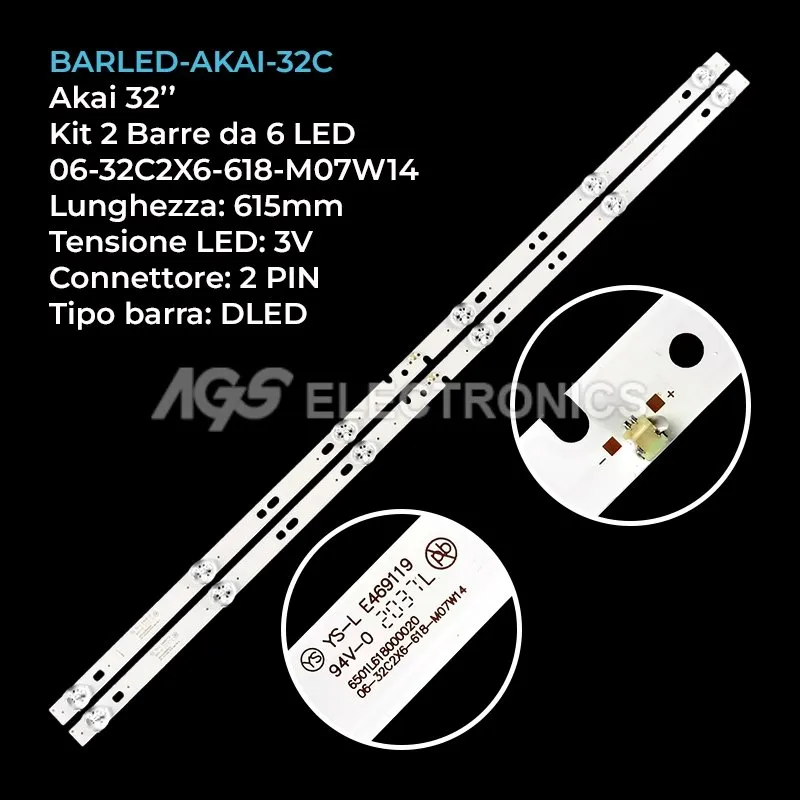 kit 2 barre LED retroilluminazione per Element 32 pollici modello ELEFW328