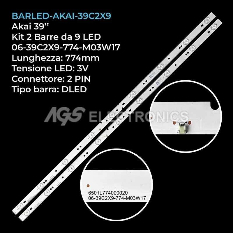 kit 2 barre LED retroilluminazione per Haier 39 pollici modello LDH39V180