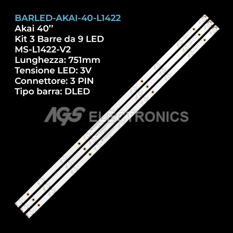 kit 3 barre LED retroilluminazione per Smartech 40 pollici modello LE4019NTS