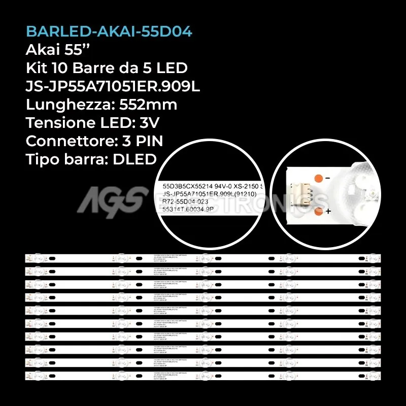 kit 10 barre LED retroilluminazione per TD-System 55 pollici modello K55DLJ10US