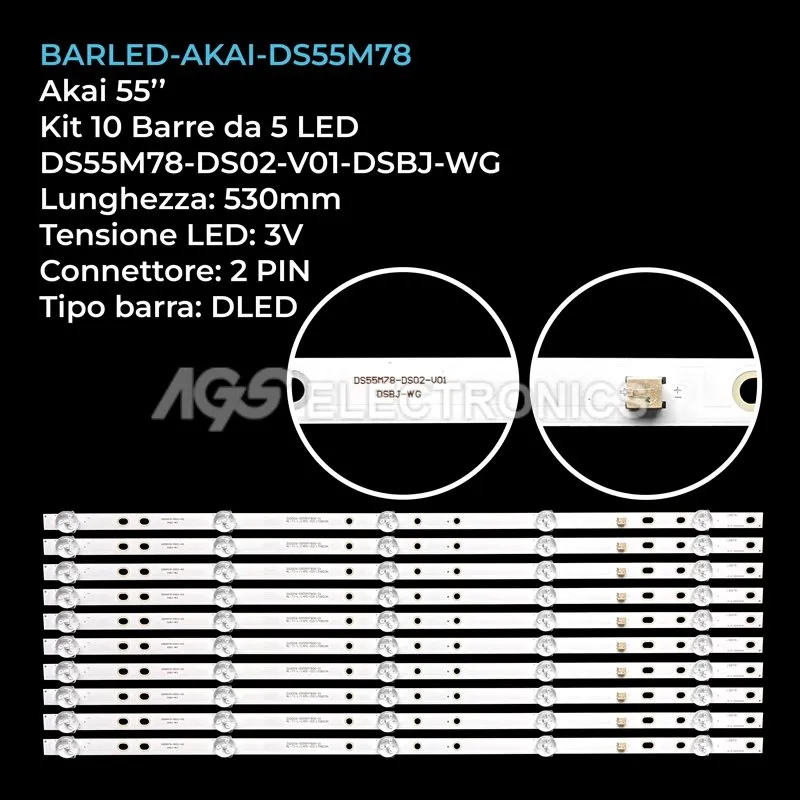 kit 10 barre LED retroilluminazione per Samsung 55 pollici pannello LSC550FN25-W