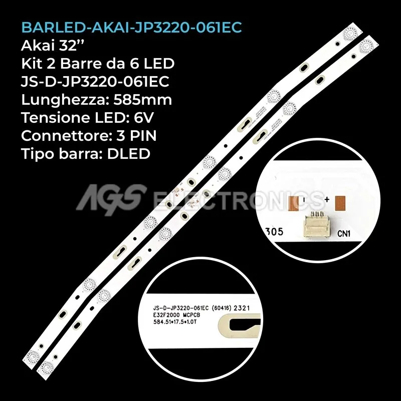 kit 2 barre LED retroilluminazione per Master 32 pollici modello TL323TS