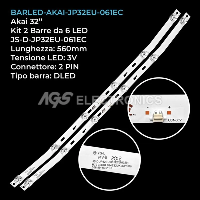kit 2 barre LED retroilluminazione per Konka 32 pollici modello 32BC6600