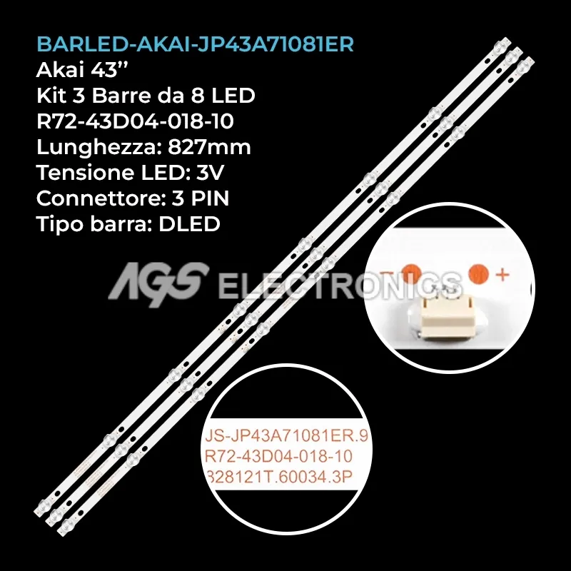 kit 3 barre LED retroilluminazione per TD-System 43 pollici modello TD43DLJ12US