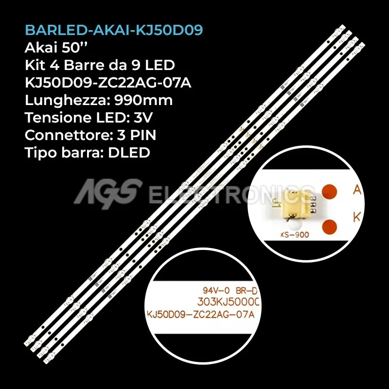 kit 4 barre LED retroilluminazione per Zephir 50 pollici modello ZEPHIR50