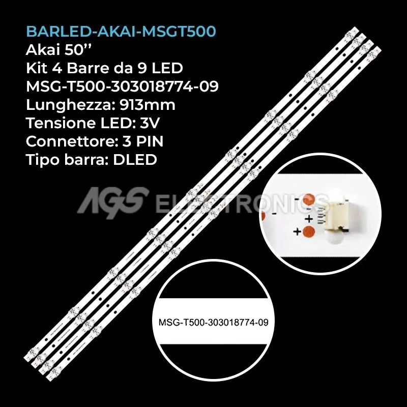 kit 4 barre LED retroilluminazione per Panda 50 pollici modello CC500PV4D