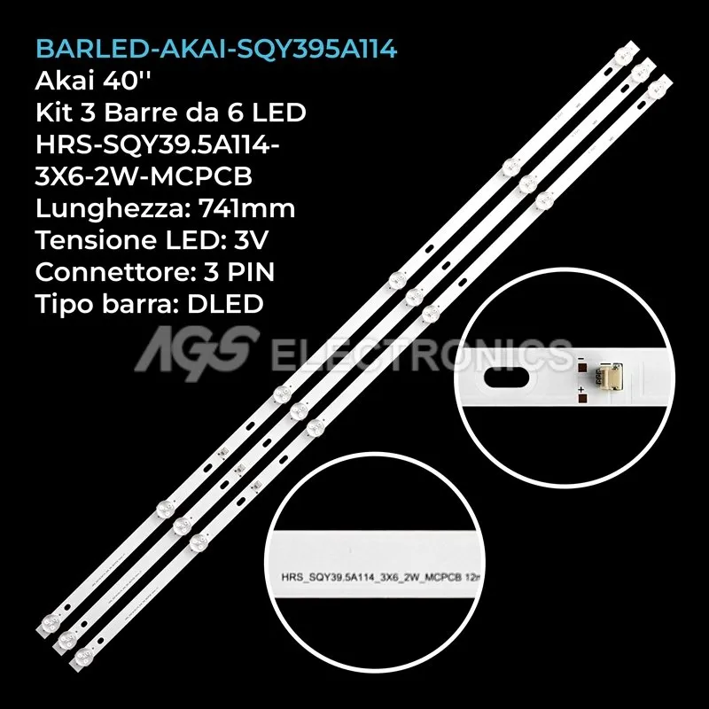 kit 3 barre LED retroilluminazione per Akai 40 pollici modello L4017ST2