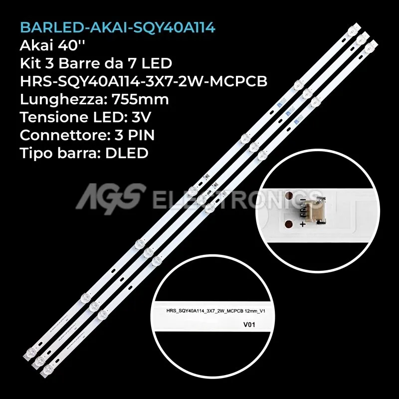 kit 3 barre LED retroilluminazione per Rca 40 pollici modello RLDED4016AH