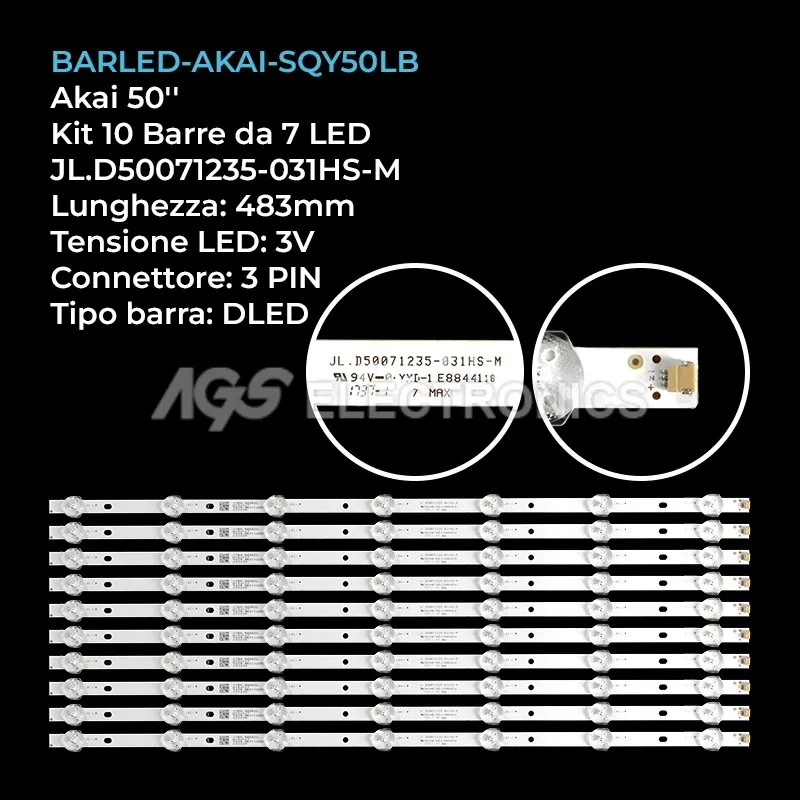 kit 10 barre LED retroilluminazione per Rca 50 pollici modello RLDED5098BUHD