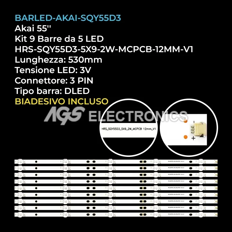 kit 9 barre LED retroilluminazione per Zephir 55 pollici modello TAG558900