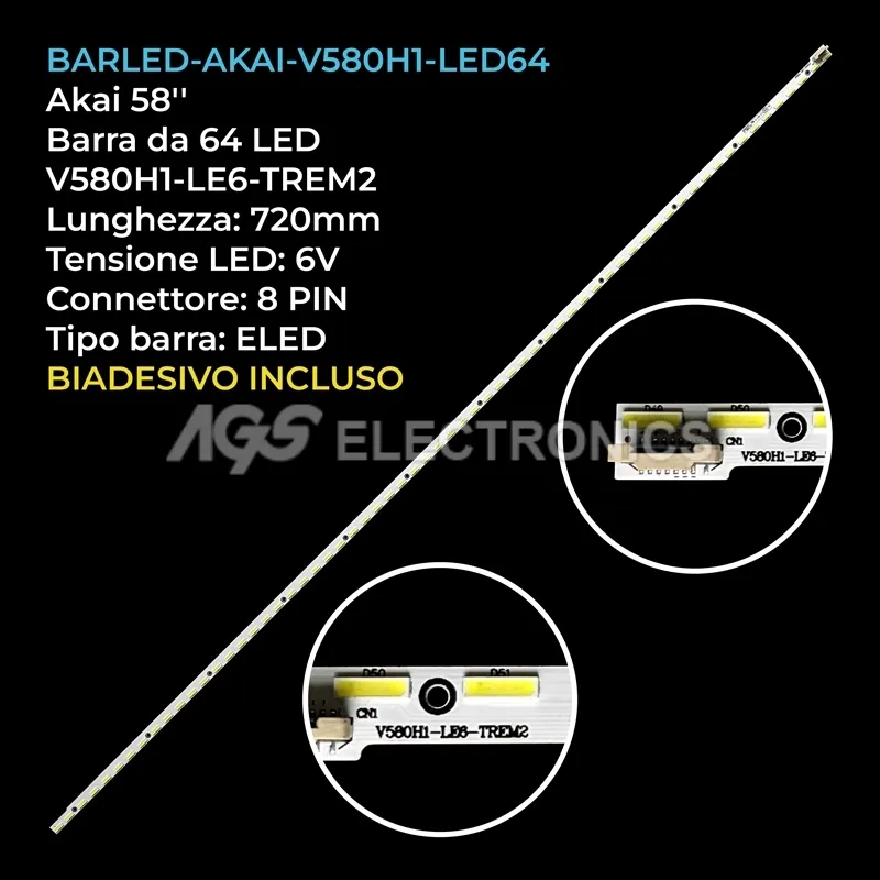 kit 1 barre LED retroilluminazione per Changhong 58 pollici modello LED58K280J