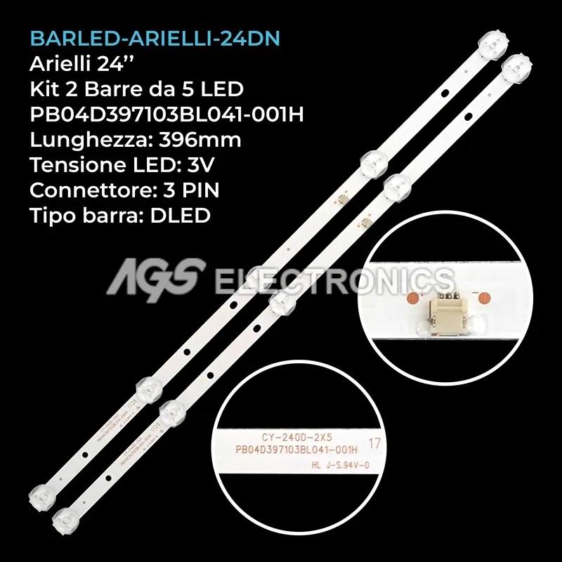 kit 2 barre LED retroilluminazione per Arielli 24 pollici modello 24DN6T2