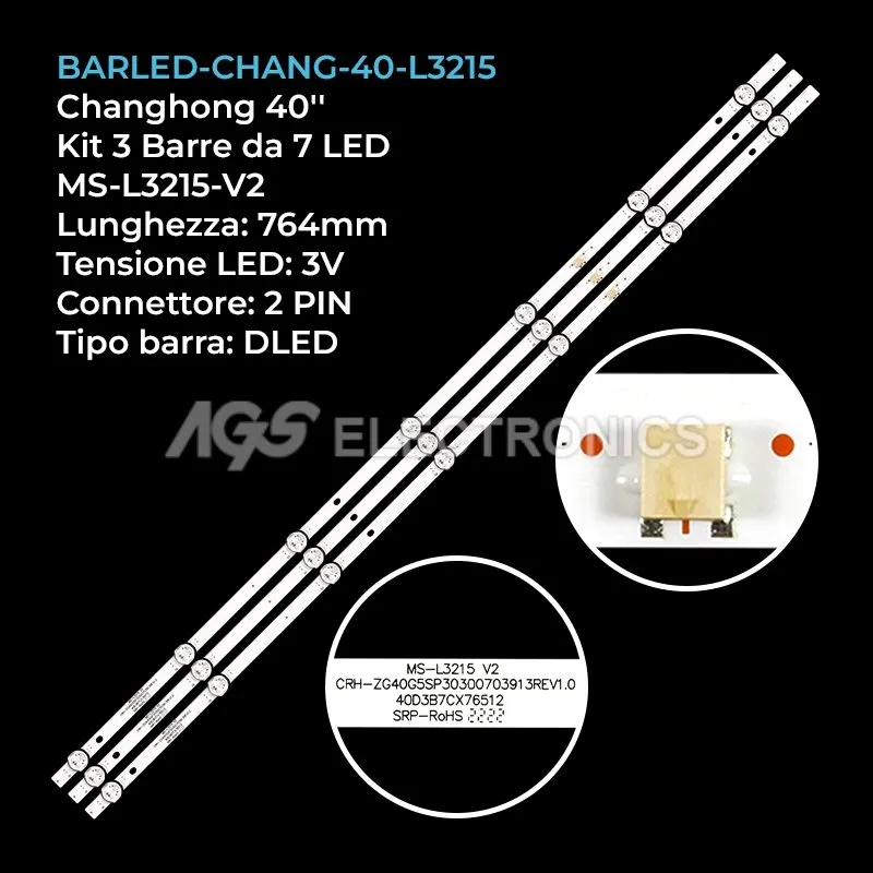 kit 3 barre LED retroilluminazione per Saba 40 pollici modello SA40S58N1