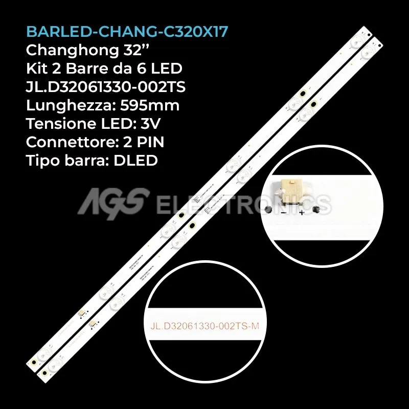 kit 2 barre LED retroilluminazione per Changhong 32 pollici modello C320X17E6