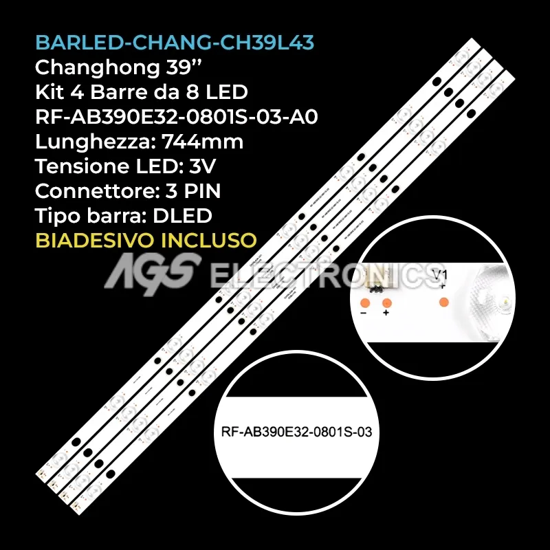 kit 4 barre LED retroilluminazione per Changhong 39 pollici modello LED39D2200HB