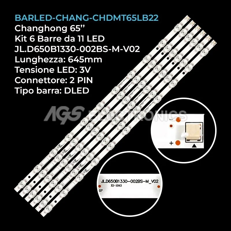 kit 6 barre LED retroilluminazione per Changhong 65 pollici modello 65D4P