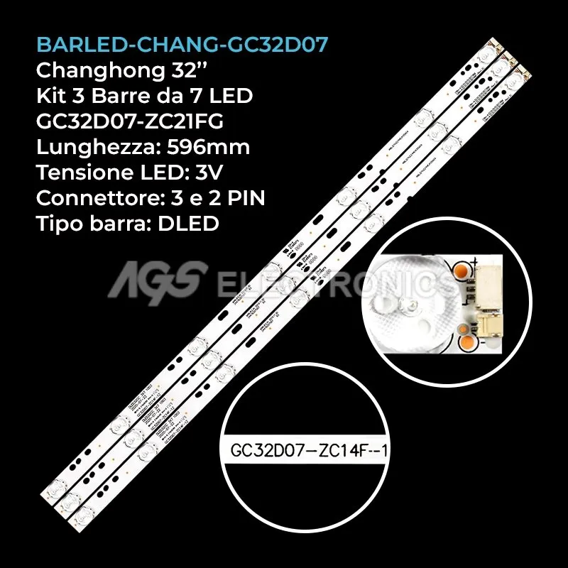 kit 3 barre LED retroilluminazione per Rca 32 pollici modello RLDED3258AC