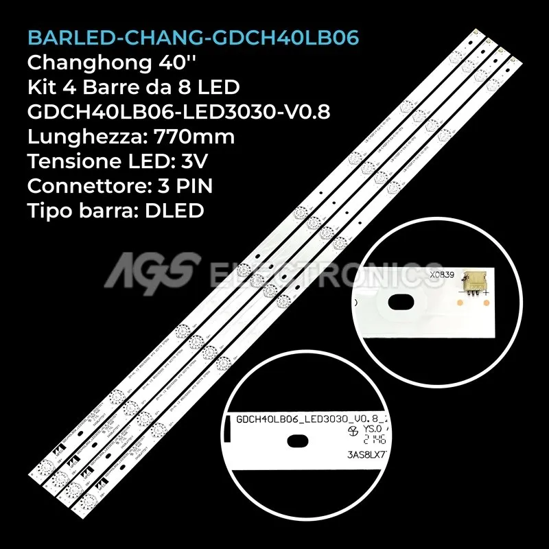 kit 4 barre LED retroilluminazione per Changhong 40 pollici modello LED40D2100T2
