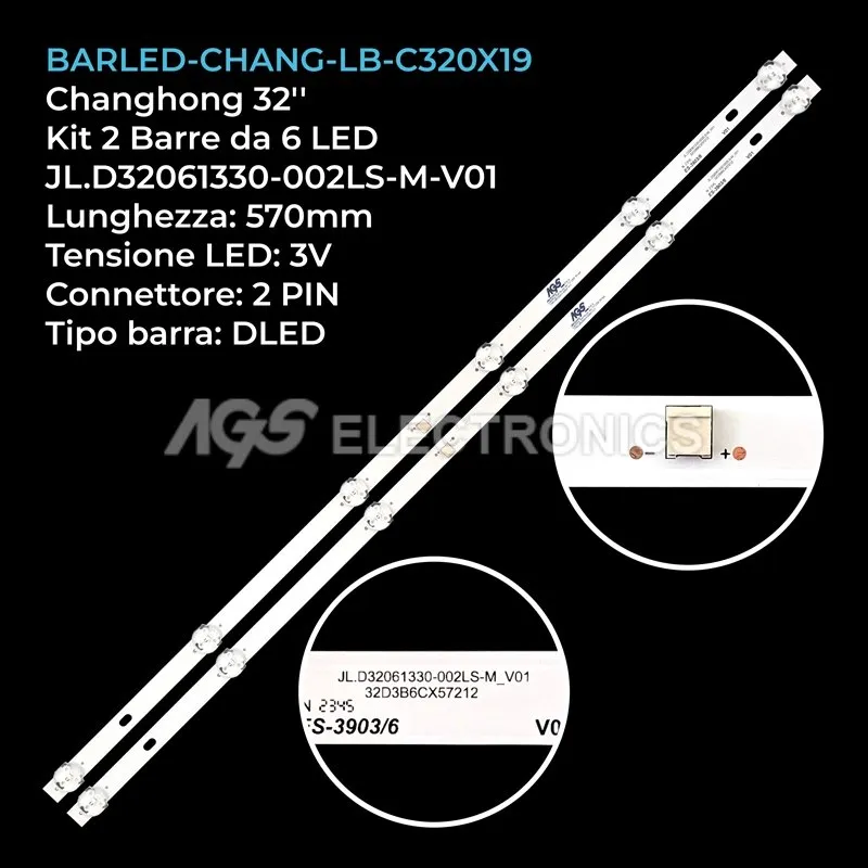kit 2 barre LED retroilluminazione per Saba 32 pollici modello SA32S49N1