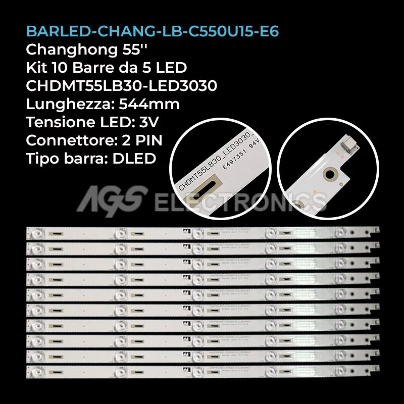 kit 10 barre LED retroilluminazione per Changhong 55 pollici modello CH50L55AV02