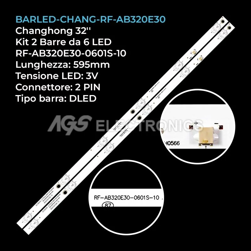 kit 2 barre LED retroilluminazione per United 32 pollici modello LED32HS28
