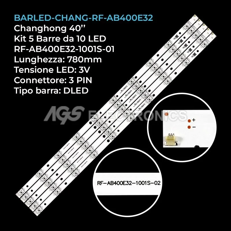 kit 5 barre LED retroilluminazione per Mystery 40 pollici modello MTV4030LT2