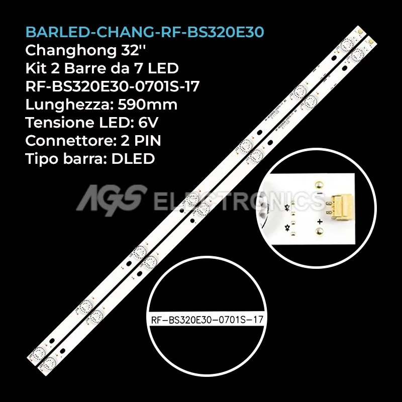 kit 2 barre LED retroilluminazione per United 32 pollici modello LED32H26