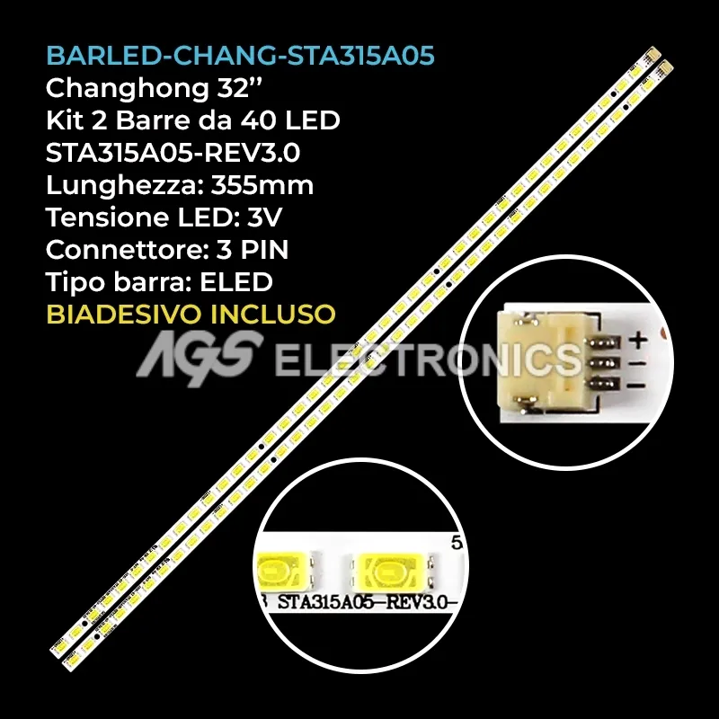 kit 2 barre LED retroilluminazione per Changhong 32 pollici modello LED32760X
