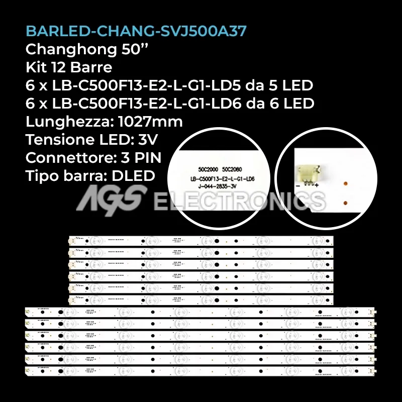 kit 12 barre LED retroilluminazione per Changhong 50 pollici modello 50A1
