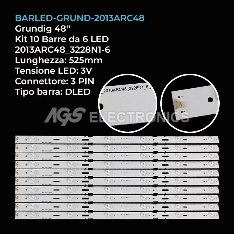 kit 10 barre LED retroilluminazione per Grundig 48 pollici modello 48VLE6522
