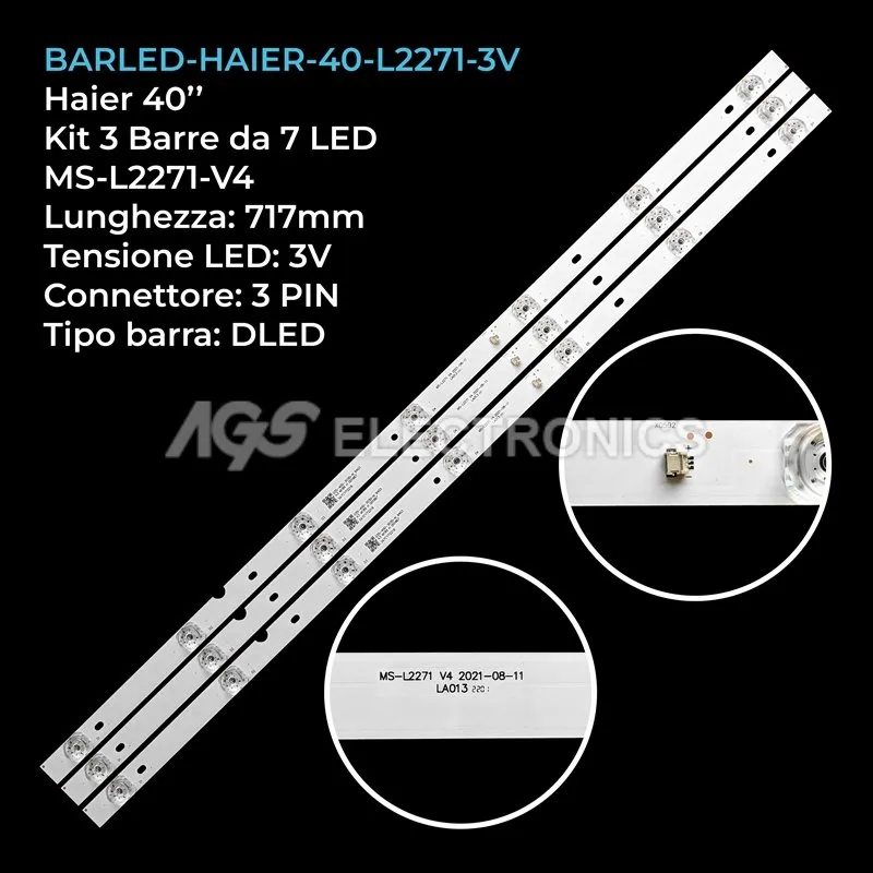 kit 3 barre LED retroilluminazione per Haier 40 pollici modello V400HJ6PE1