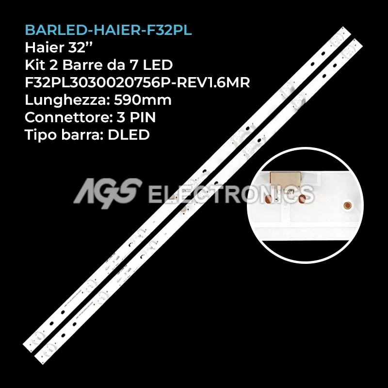 kit 2 barre LED retroilluminazione per Haier 32 pollici modello LD32U3200