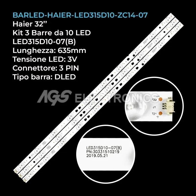 kit 3 barre LED retroilluminazione per Samsung 32 pollici pannello LC320DXJSFE1