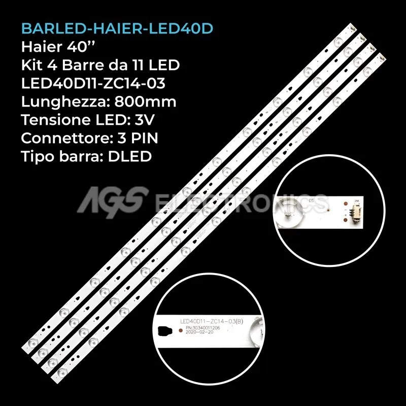 kit 4 barre LED retroilluminazione per Samsung 40 pollici pannello LSC400HN02