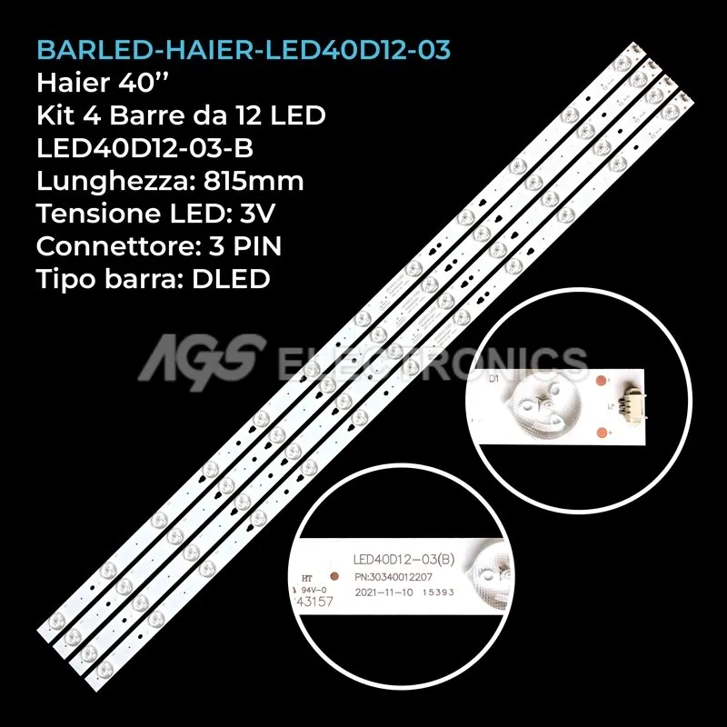 kit 4 barre LED retroilluminazione per Ericsson 40 pollici modello 40LES73