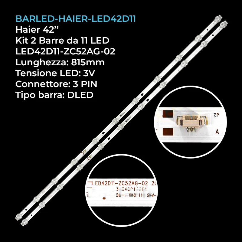 kit 2 barre LED retroilluminazione per Haier 42 pollici modello 42K31A