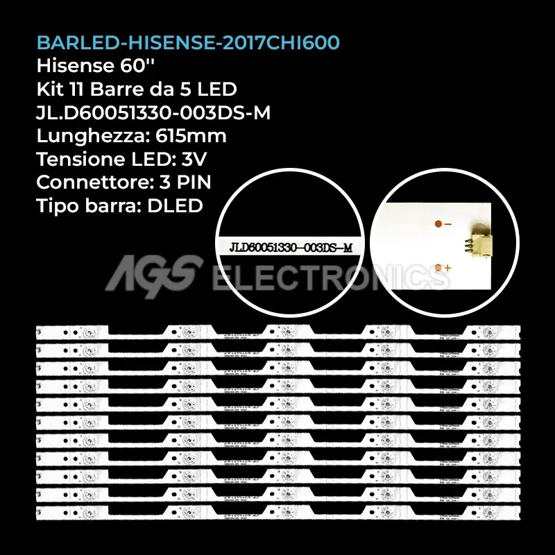 kit 11 barre LED retroilluminazione per Hisense 60 pollici modello H60NEC5600