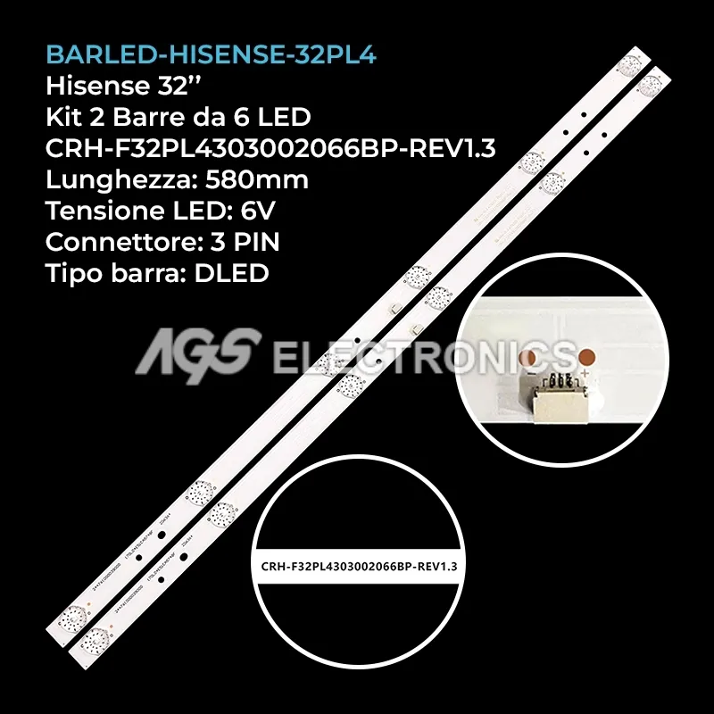 kit 2 barre LED retroilluminazione per TCL 32 pollici modello L32F1S