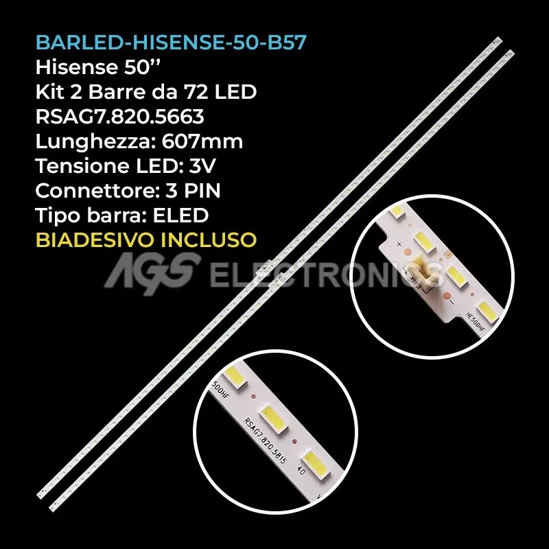 kit 2 barre LED retroilluminazione per Hisense 50 pollici modello LED50L288