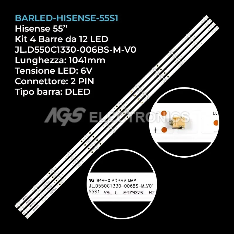 kit 4 barre LED retroilluminazione per Saba 55 pollici modello SB55F350