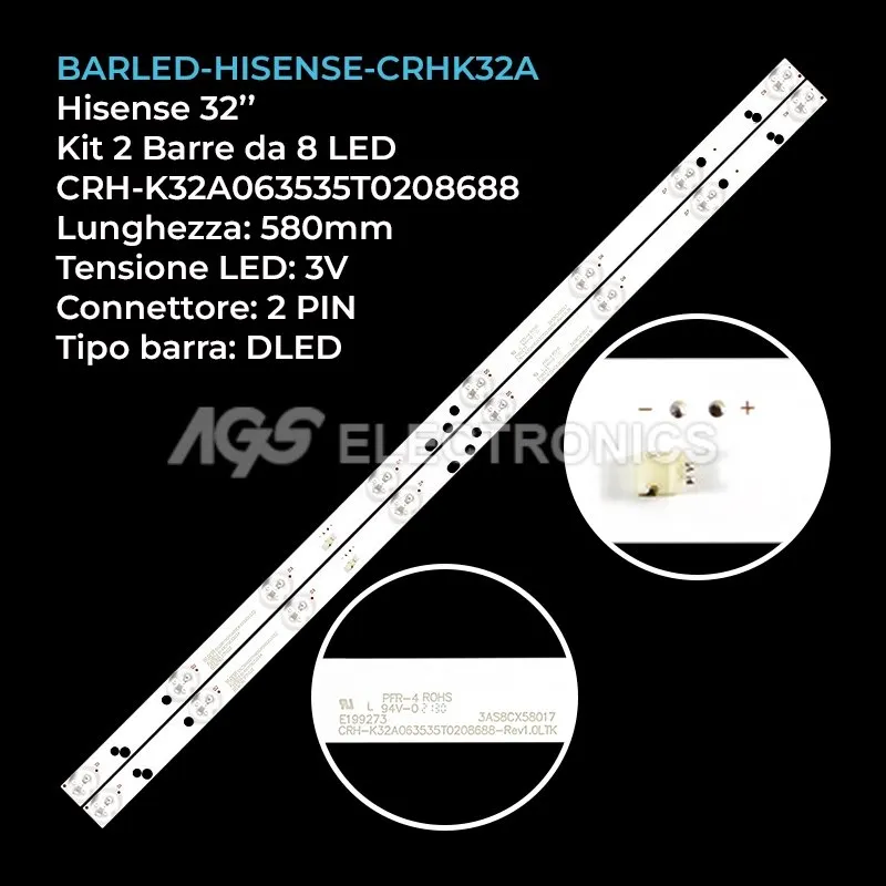 kit 2 barre LED retroilluminazione per Lenovo 32 pollici modello LED32C5