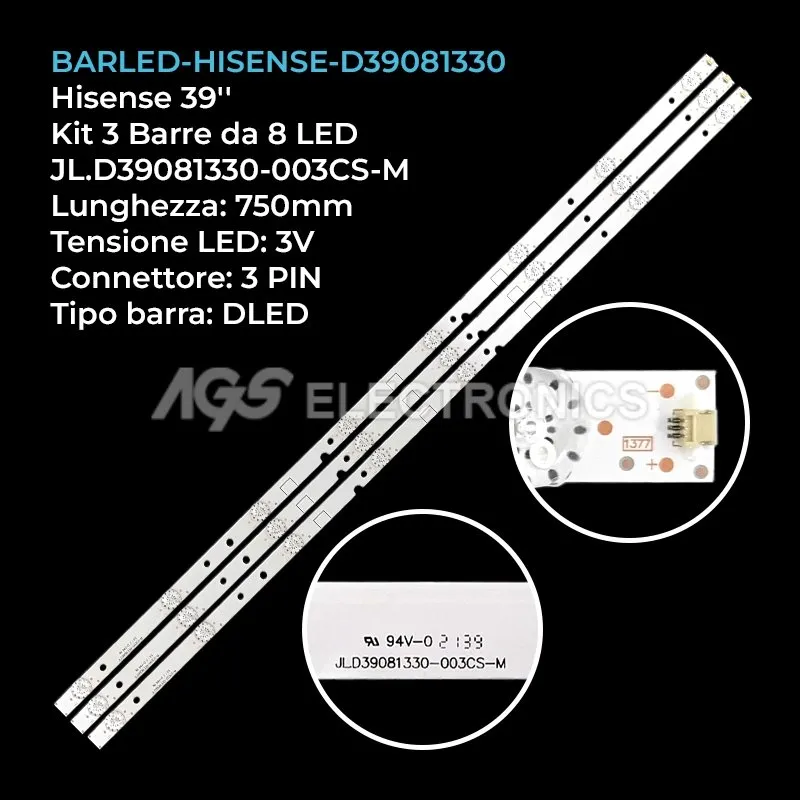 kit 3 barre LED retroilluminazione per Hisense 39 pollici modello H39N2110S