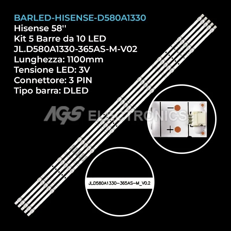 kit 5 barre LED retroilluminazione per Hisense 58 pollici modello 58G6550E